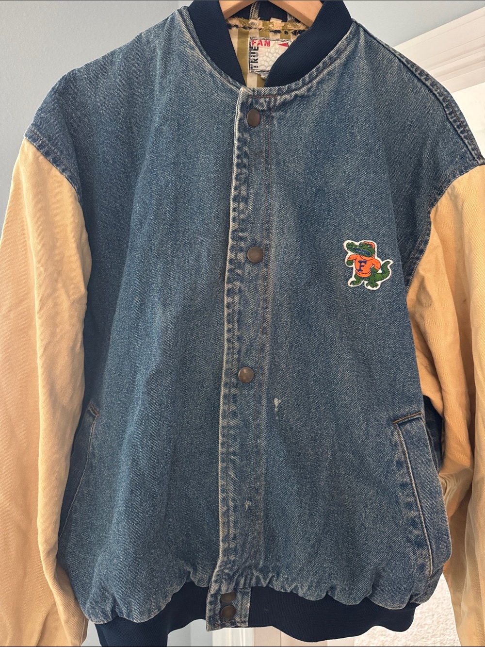 Vintage 90s Florida Gators True Fan Denim Varsity Bomber Jacket Albert L